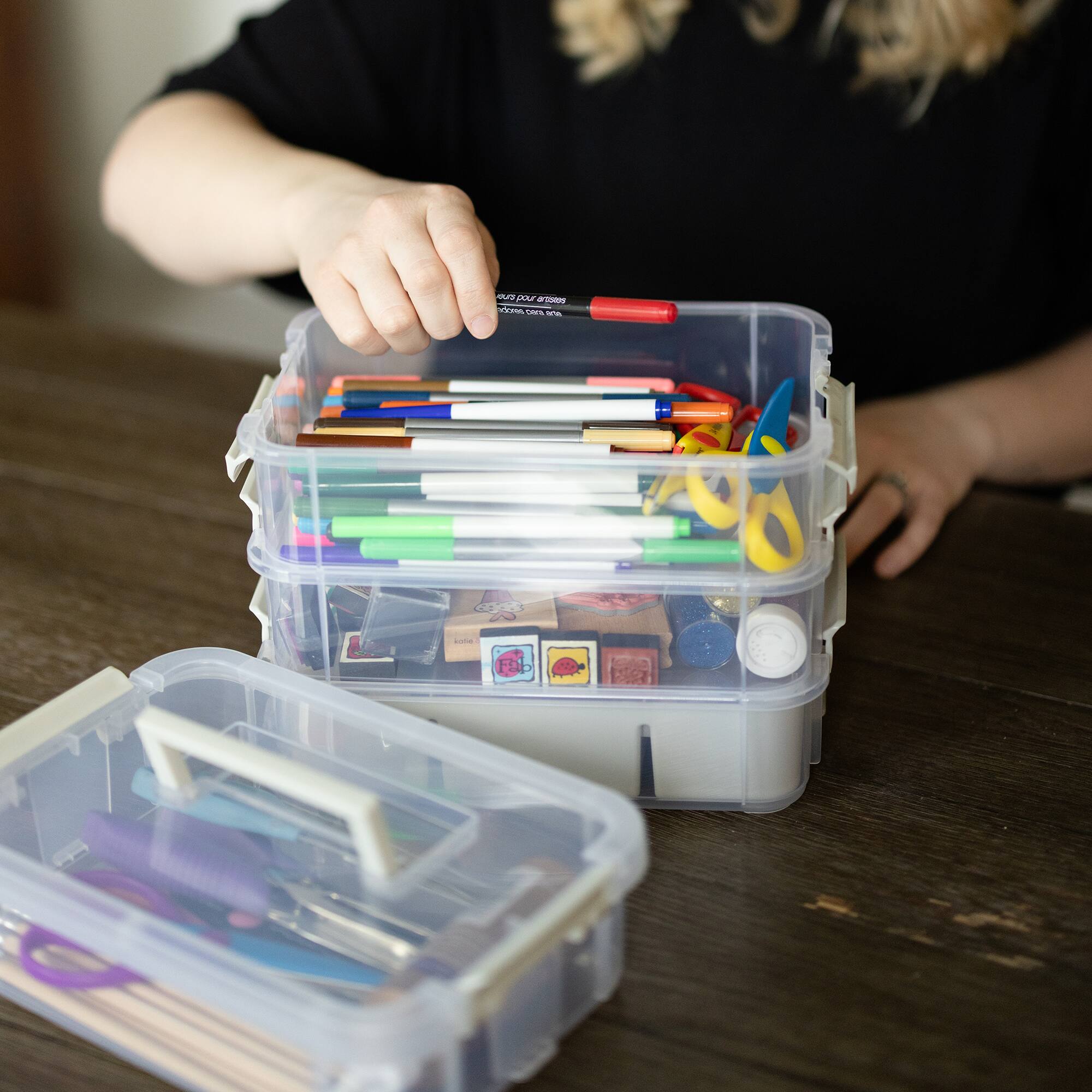 Everything Mary Four Tray Plastic Storage Organizer